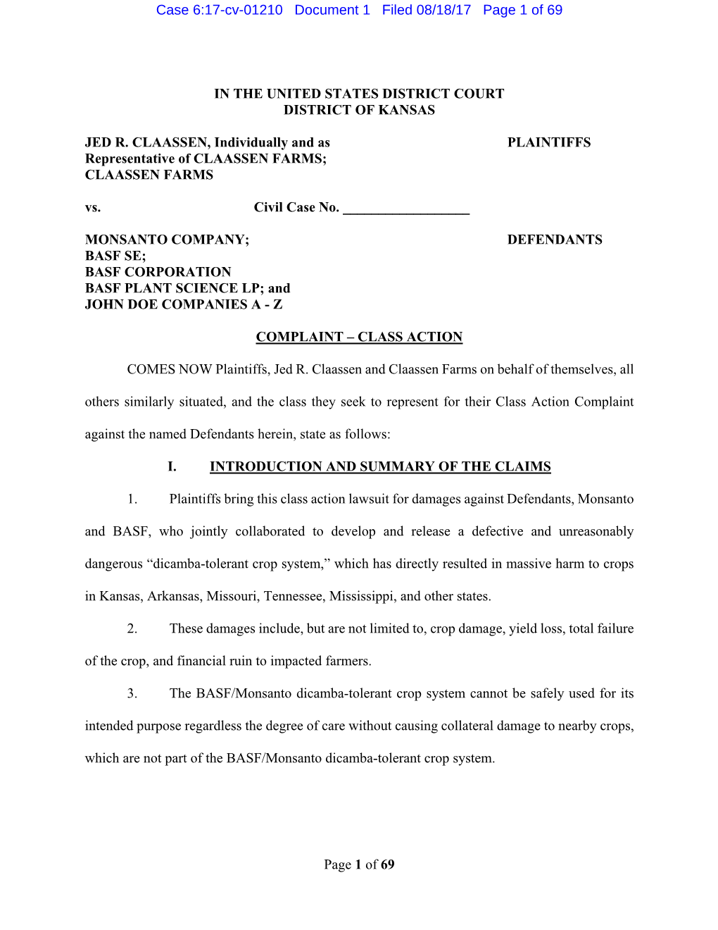 Case 6:17-Cv-01210 Document 1 Filed 08/18/17 Page 1 of 69