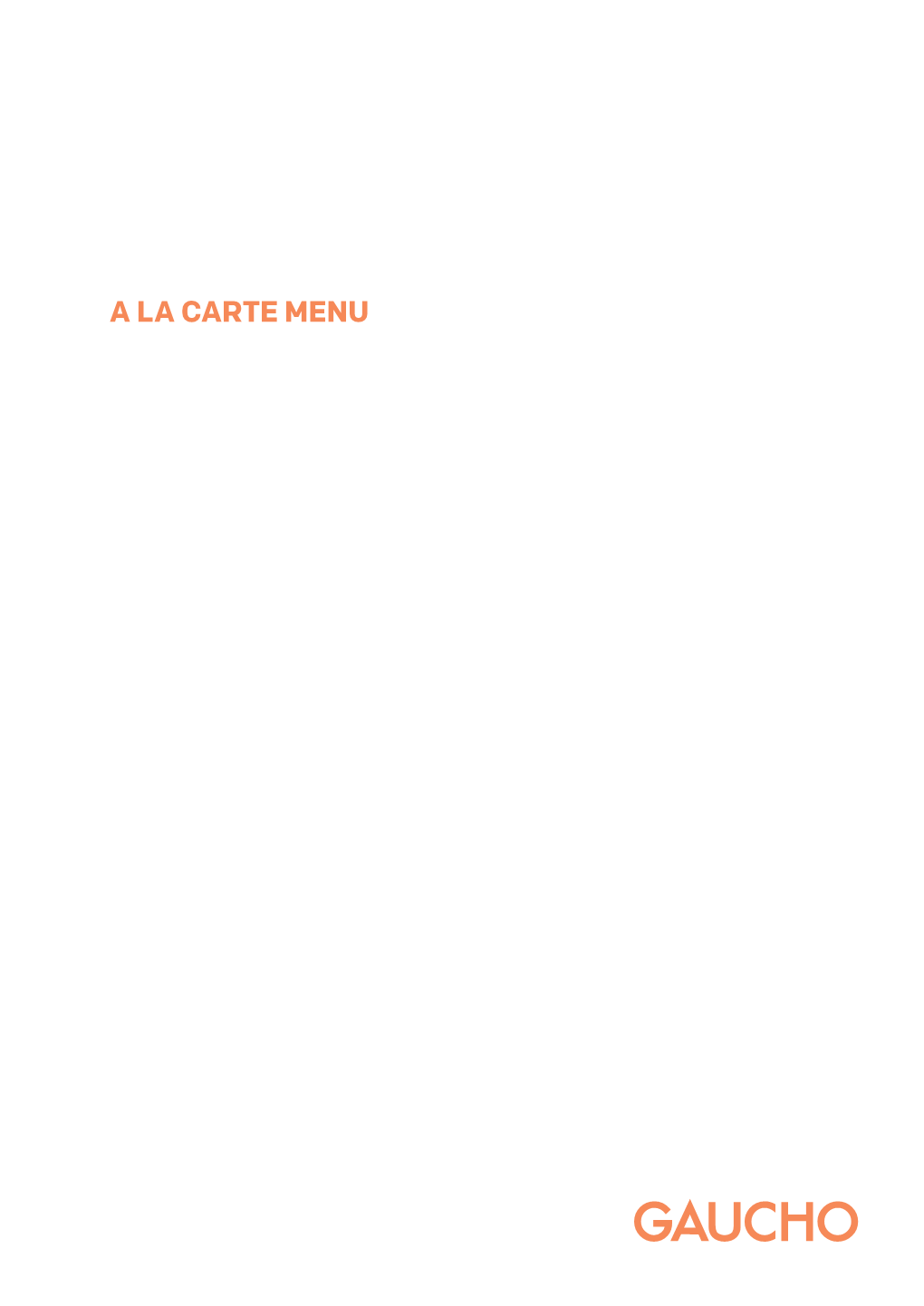 A La Carte Menu Our Story