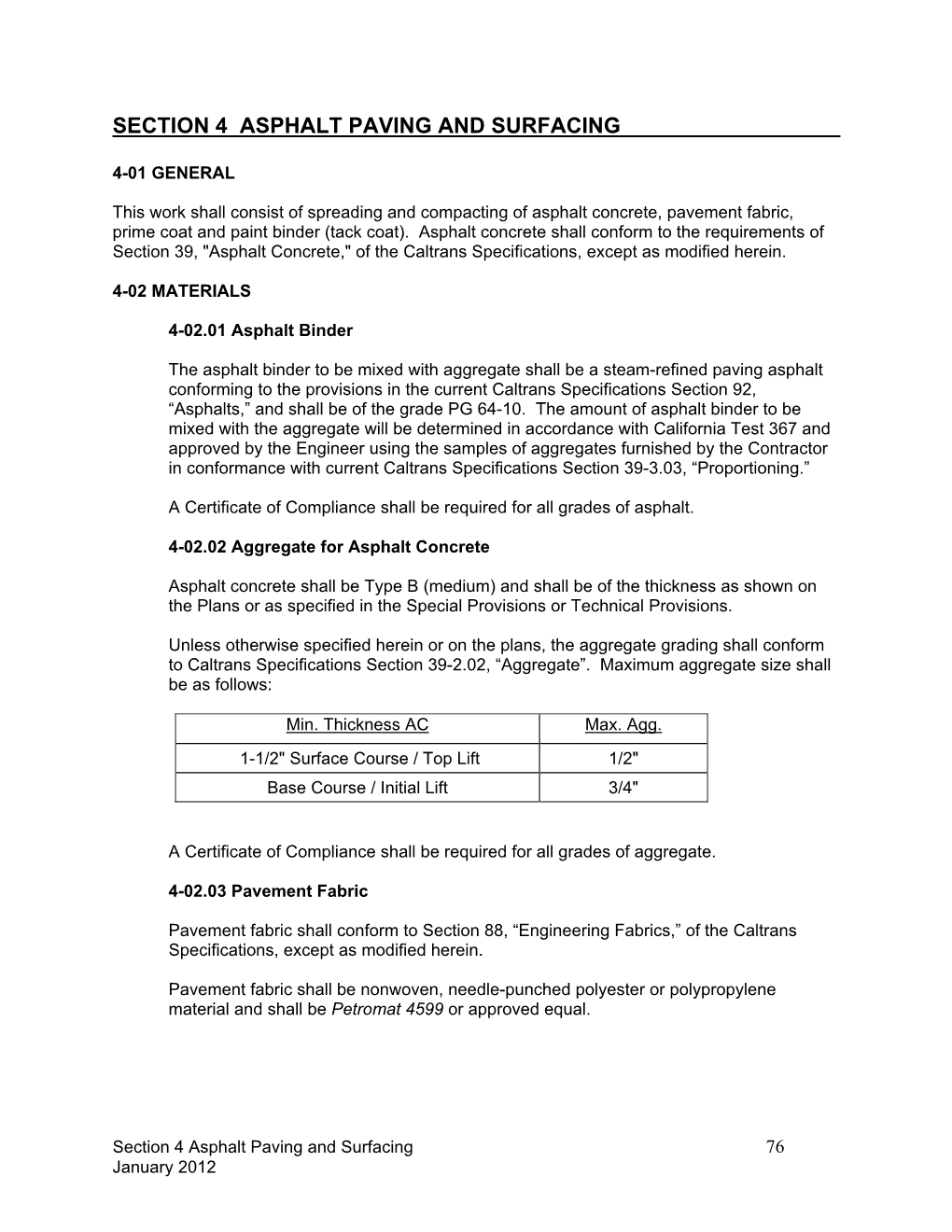 Section 4 Asphalt Paving and Surfacing