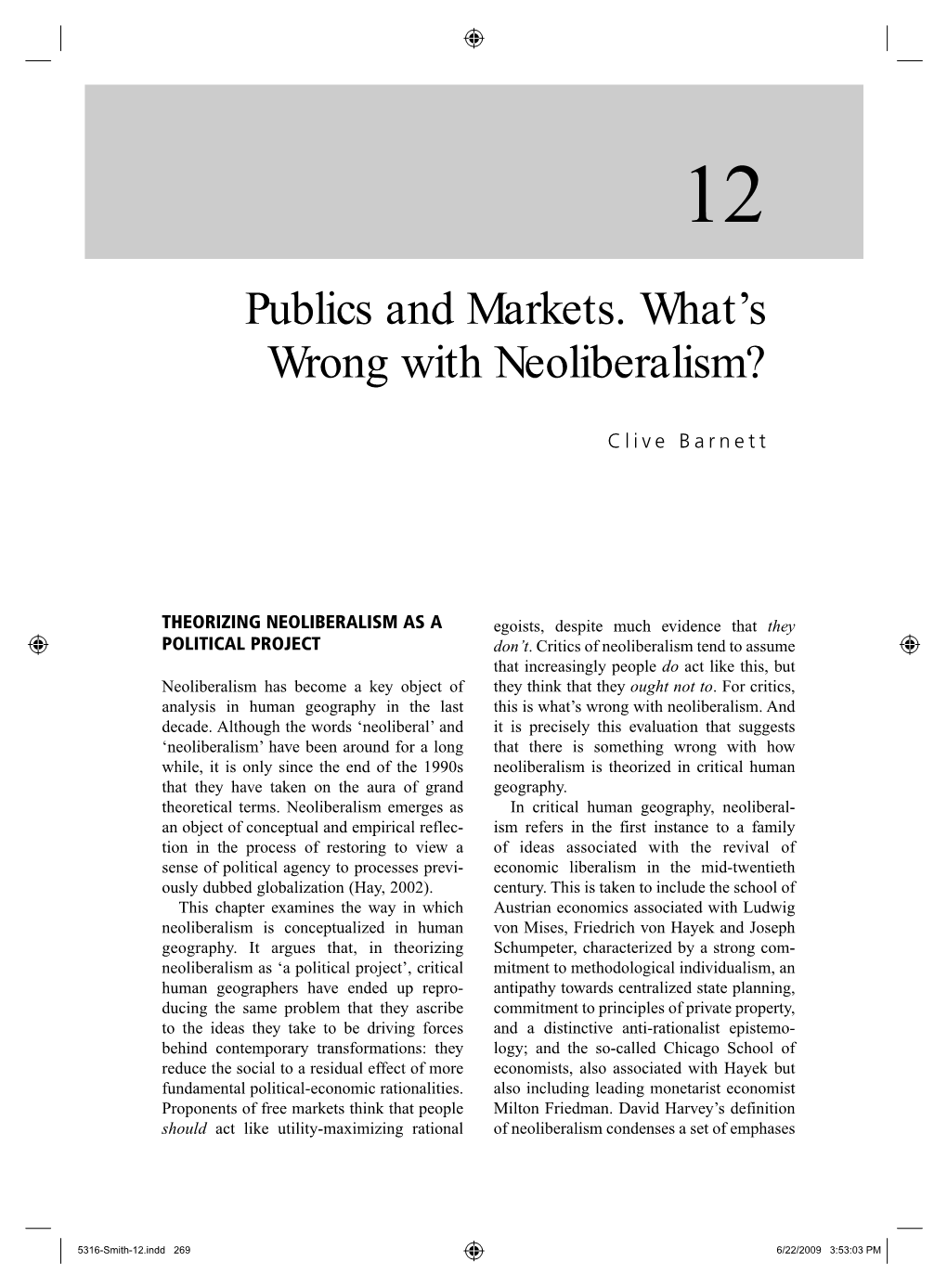 Publics and Markets. What's Wrong with Neoliberalism?