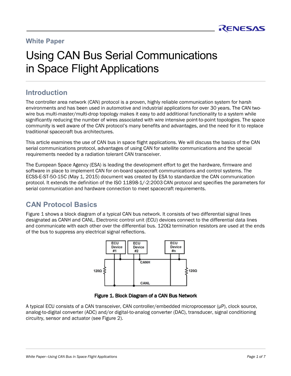 Using CAN Bus Serial Communications in Space Flight Applications