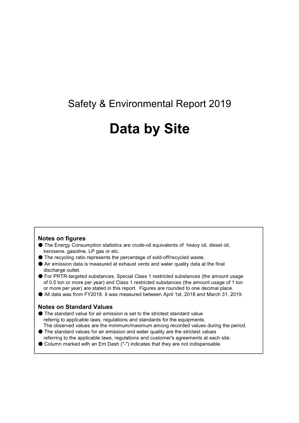 Safety & Environmental Report, Data by Site