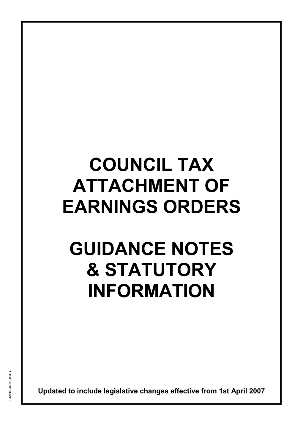Council Tax Attachment of Earnings Orders Guidance Notes & Statutory