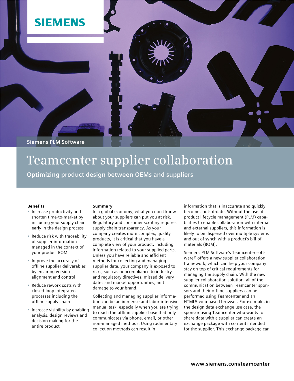Teamcenter Supplier Collaboration Fact Sheet