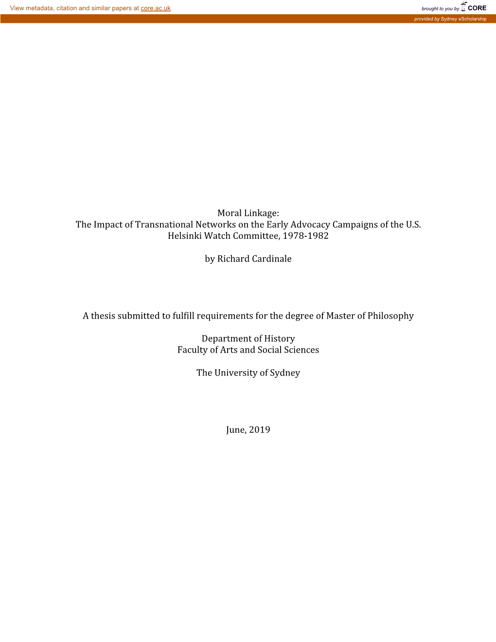 The Impact of Transnational Networks on the Early Advocacy Campaigns of the U.S