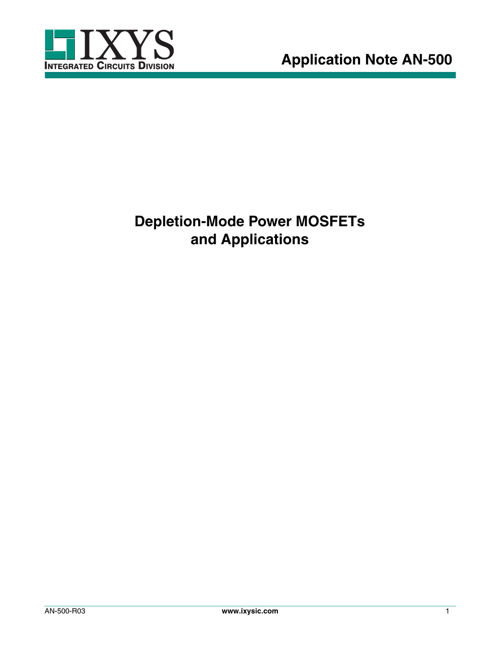 AN-500: Depletion-Mode Power Mosfets and Applications