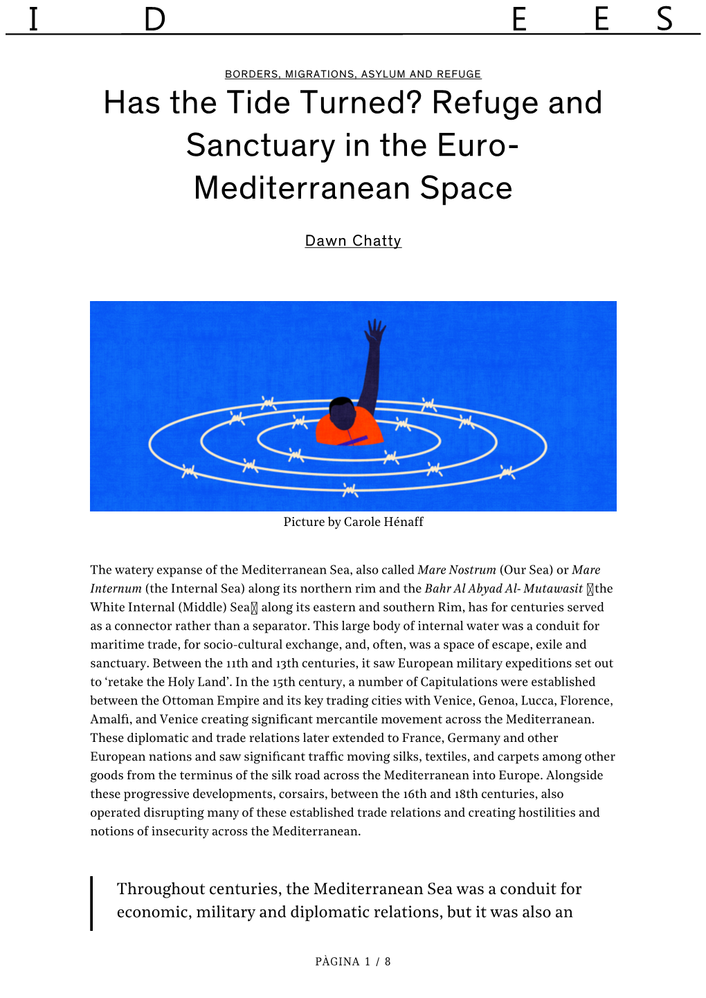 Has the Tide Turned? Refuge and Sanctuary in the Euro- Mediterranean Space