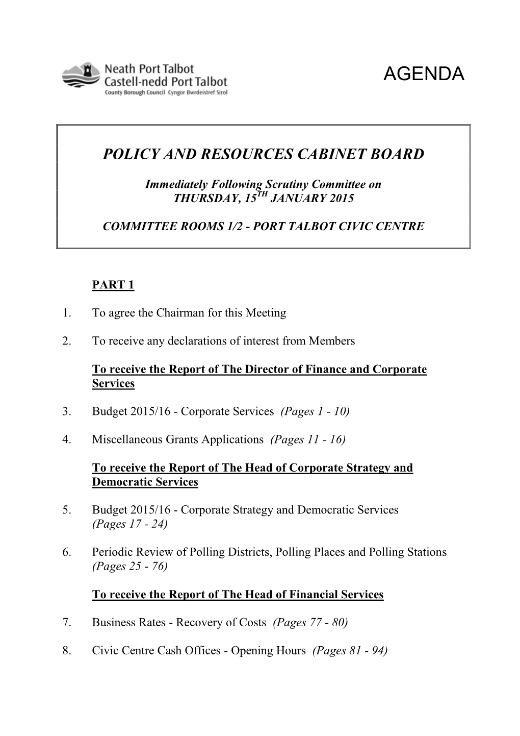 (Public Pack)Agenda Document for Policy and Resources Cabinet
