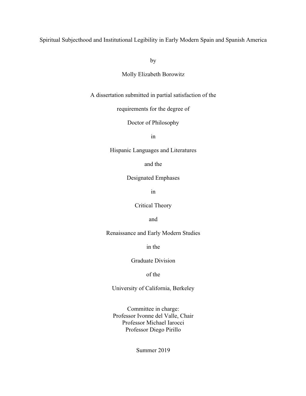 Spiritual Subjecthood and Institutional Legibility in Early Modern Spain and Spanish America