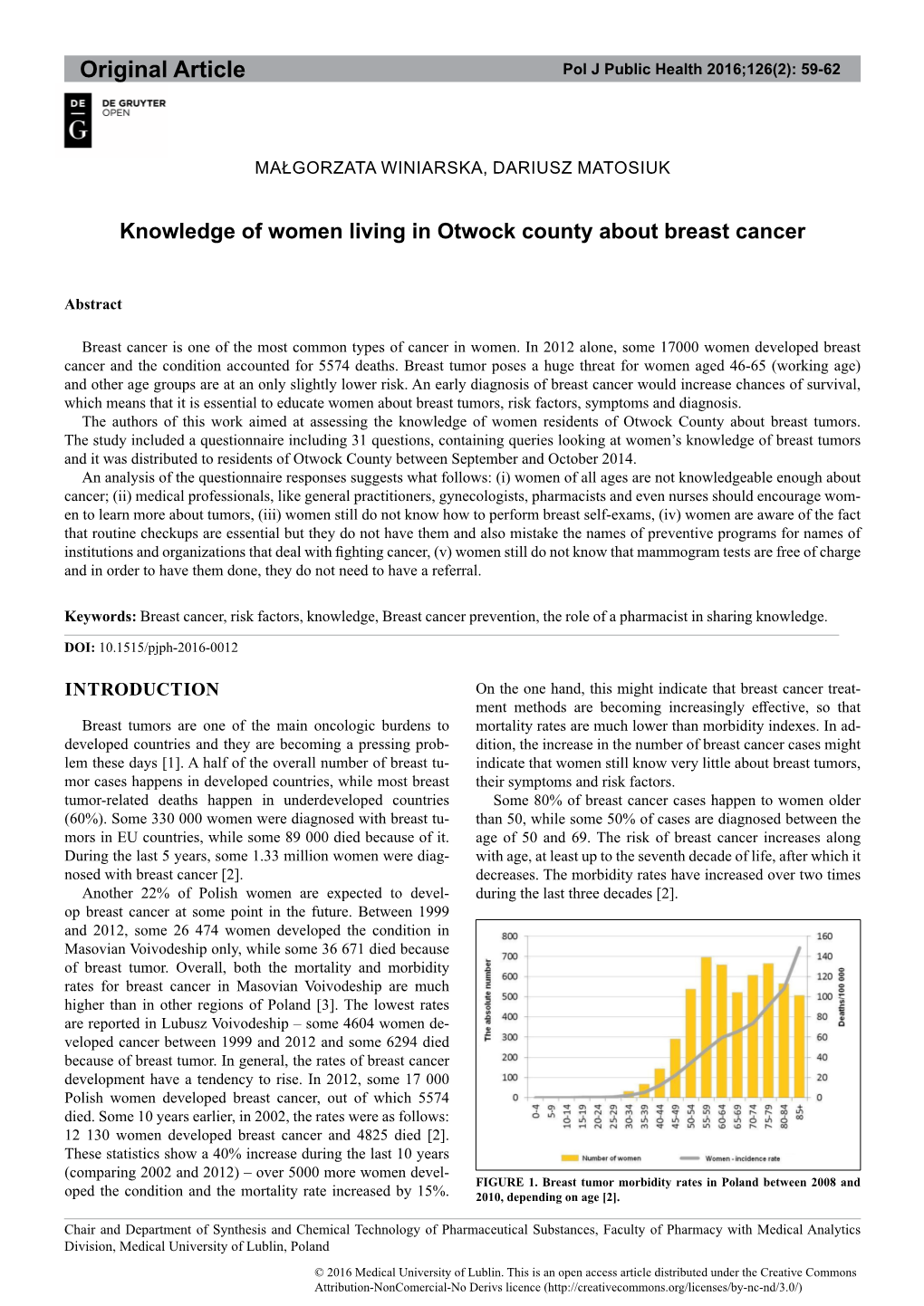 Original Article Pol J Public Health 2016;126(2): 59-62