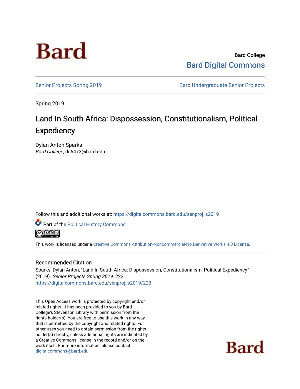 Land in South Africa: Dispossession, Constitutionalism, Political Expediency