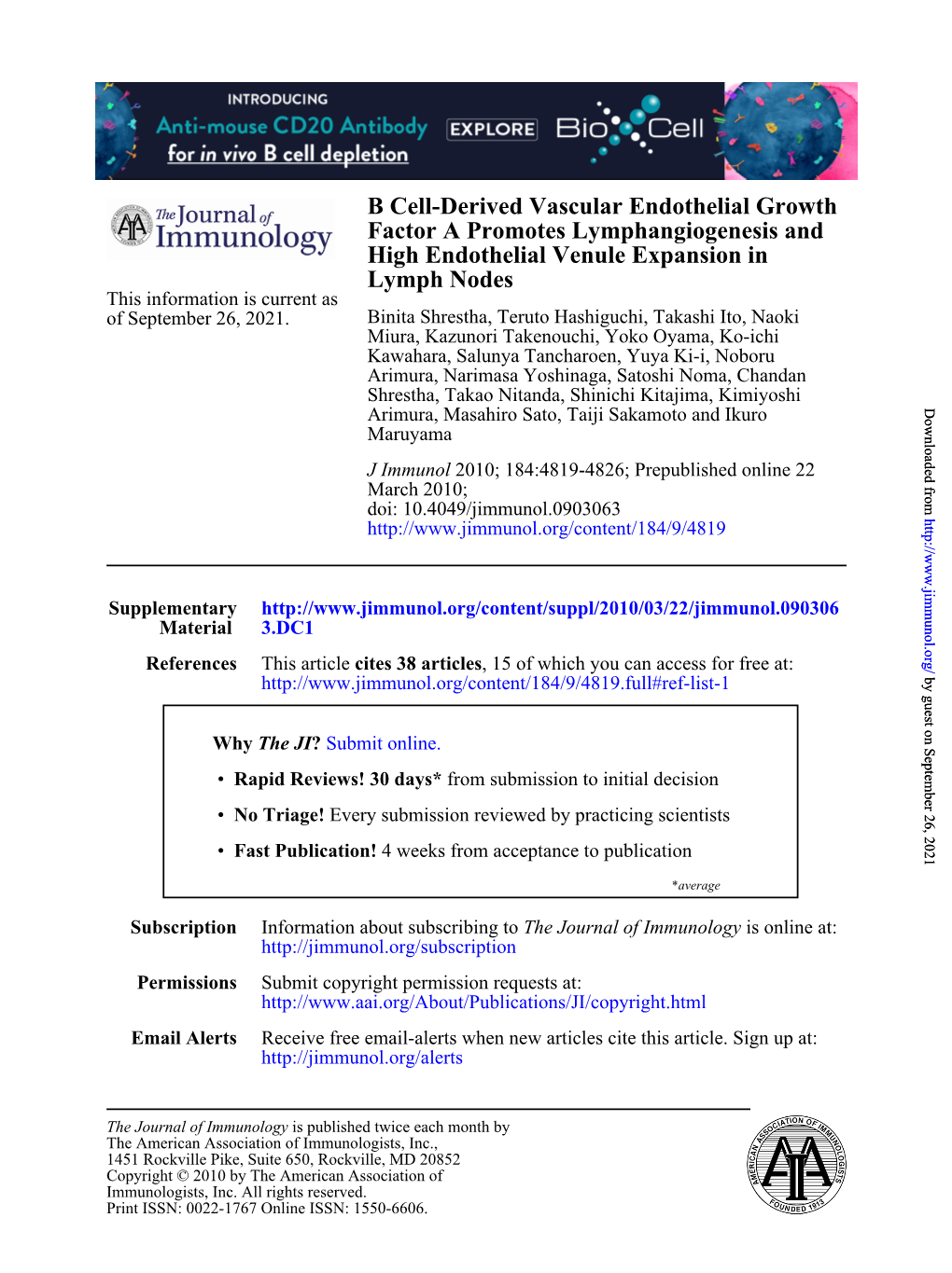 Lymph Nodes High Endothelial Venule Expansion in Factor A