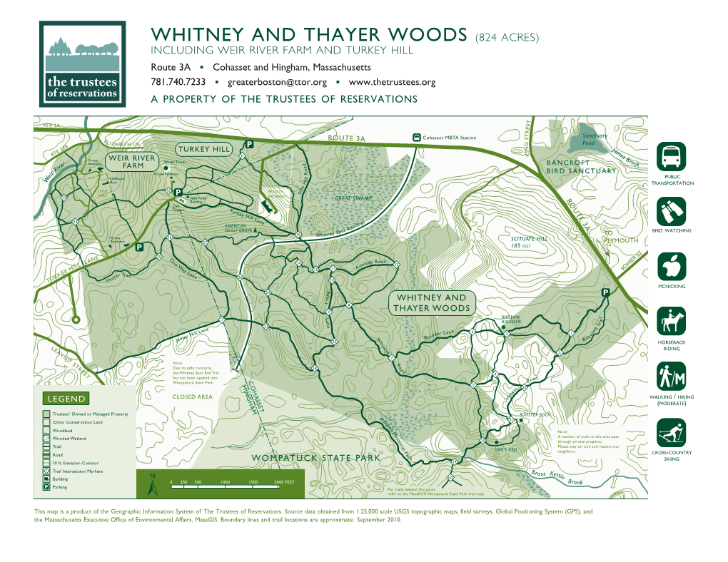 Whitney and Thayer Woods (824 Acres) Including Weir River Farm and Turkey Hill