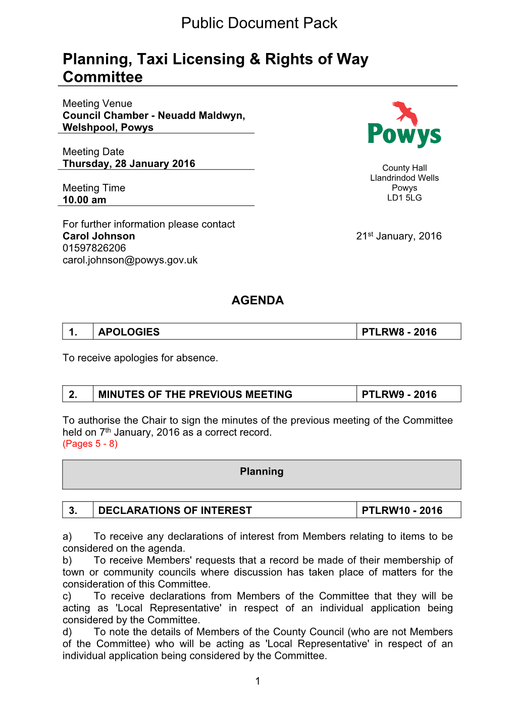 (Public Pack)Agenda Document for Planning, Taxi Licensing & Rights