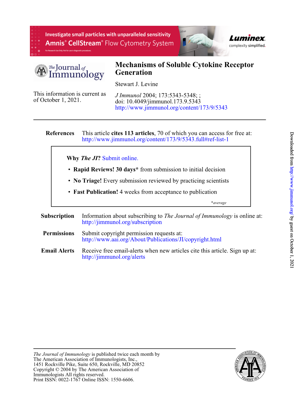 Generation Mechanisms of Soluble Cytokine Receptor