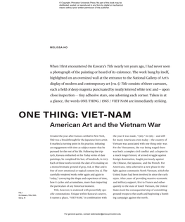 Artists Respond: American Art and the Vietnam War, 1965–1975