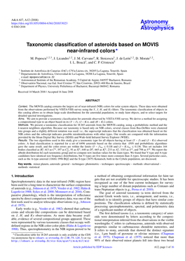 Taxonomic Classification of Asteroids Based on MOVIS Near-Infrared Colors