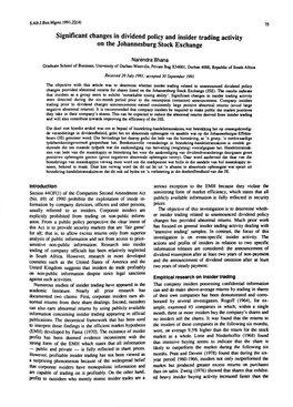 Significant Changes in Dividend Policy and Insider Trading Activity on the Johannesburg Stock Exchange