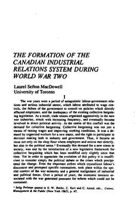 The Formation of the Canadian Industrial