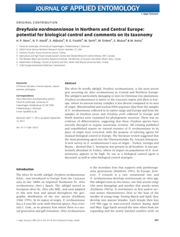 Dreyfusia Nordmannianae in Northern and Central Europe: Potential for Biological Control and Comments on Its Taxonomy H