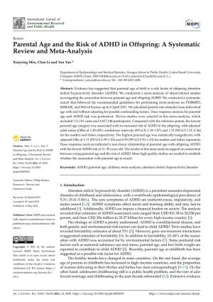 Parental Age and the Risk of ADHD in Offspring: a Systematic Review and Meta-Analysis