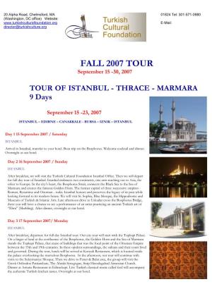 FALL 2007 TOUR September 15 -30, 2007