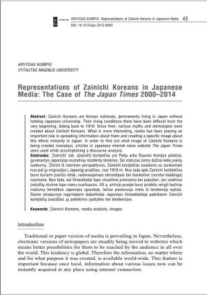 Representations of Zainichi Koreans in Japanese Media 43 DOI: 10.1515/Ijas-2015-0003