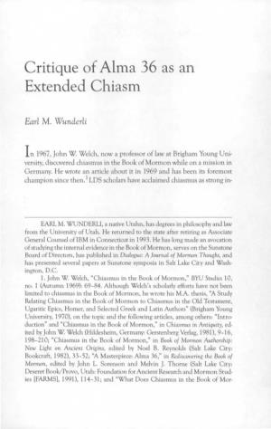 Critique of Alma 36 As an Extended Chiasm