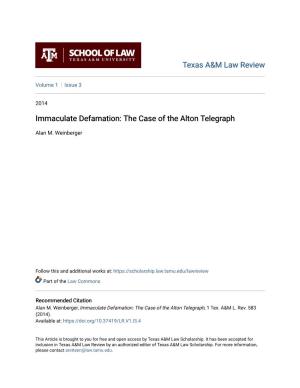 Immaculate Defamation: the Case of the Alton Telegraph