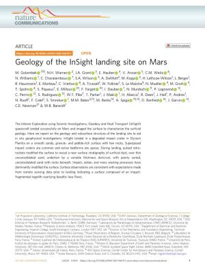 Geology of the Insight Landing Site on Mars ✉ M