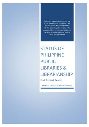 Status of Philippine Public Libraries & Librarianship