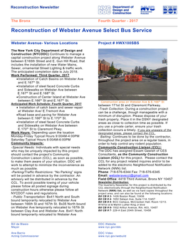 Reconstruction of Webster Avenue Select Bus Service