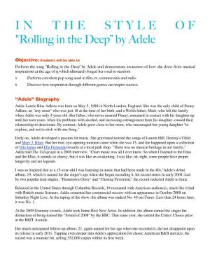 Rolling in the Deep Lesson Plan