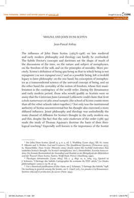 MOLINA and JOHN DUNS SCOTUS Jean-Pascal Anfray the Influence of John Duns Scotus