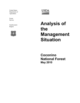 Analysis of the Management Situation Coconino National Forest Coconino, Yavapai, and Gila Counties, AZ