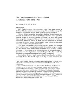The Development of the Church of God Abrahamic Faith