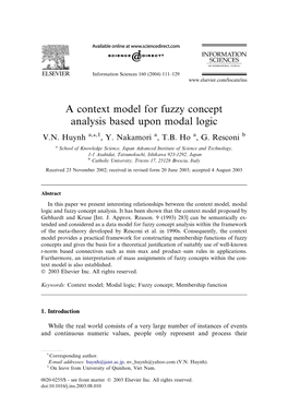 A Context Model for Fuzzy Concept Analysis Based Upon Modal Logic V.N