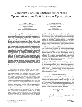Constraint Handling Methods for Portfolio Optimization Using Particle Swarm Optimization