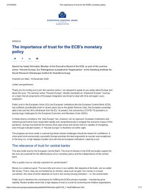 The Importance of Trust for the ECB's Monetary Policy