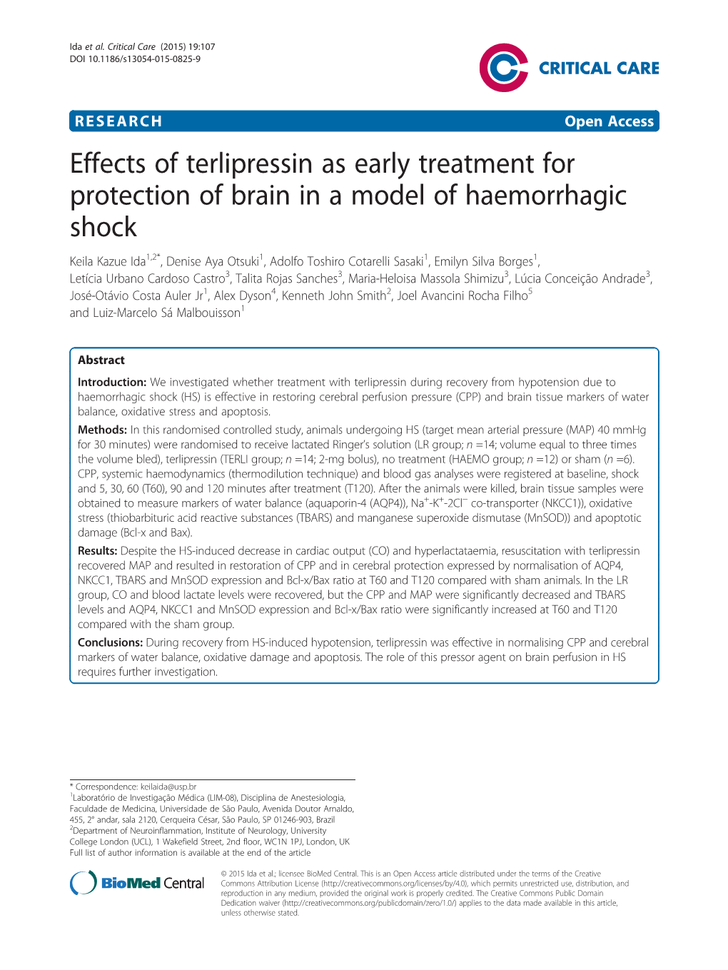 Effects of Terlipressin As Early Treatment for Protection of Brain in A