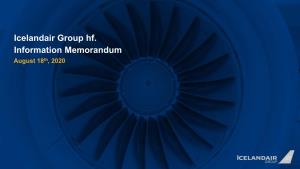 Icelandair Group Hf. Information Memorandum
