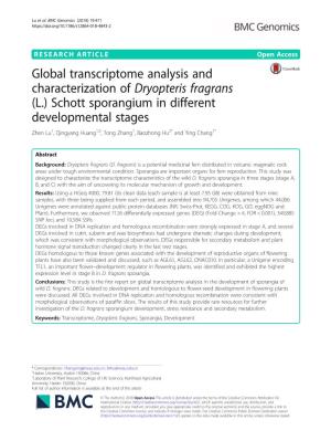 Global Transcriptome Analysis and Characterization of Dryopteris Fragrans