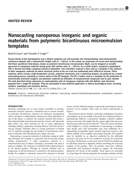 Nanocasting Nanoporous Inorganic and Organic Materials from Polymeric Bicontinuous Microemulsion Templates