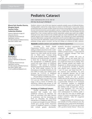 Pediatric Cataract Delhi J Ophthalmol 2015; 25 (3): 160-165 DOI