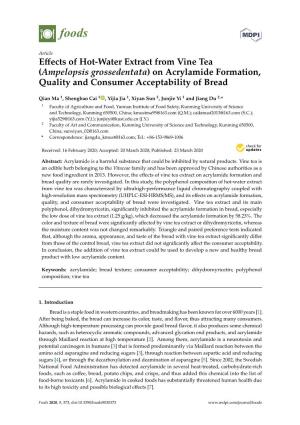 Ampelopsis Grossedentata) on Acrylamide Formation, Quality and Consumer Acceptability of Bread