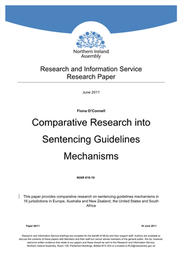 Comparative Research Into Sentencing Guidelines Mechanisms