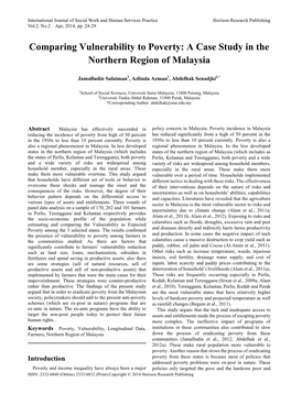 Comparing Vulnerability to Poverty: a Case Study in the Northern Region of Malaysia