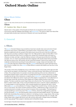 Oboe in Oxford Music Online