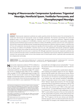 Imaging of Neurovascular Compression Syndromes: Trigeminal Neuralgia, Hemifacial Spasm, Vestibular Paroxysmia, and Glossopharyngeal Neuralgia