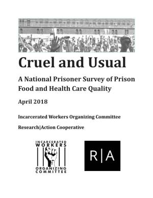 Cruel and Usual a National Prisoner Survey of Prison Food and Health Care Quality